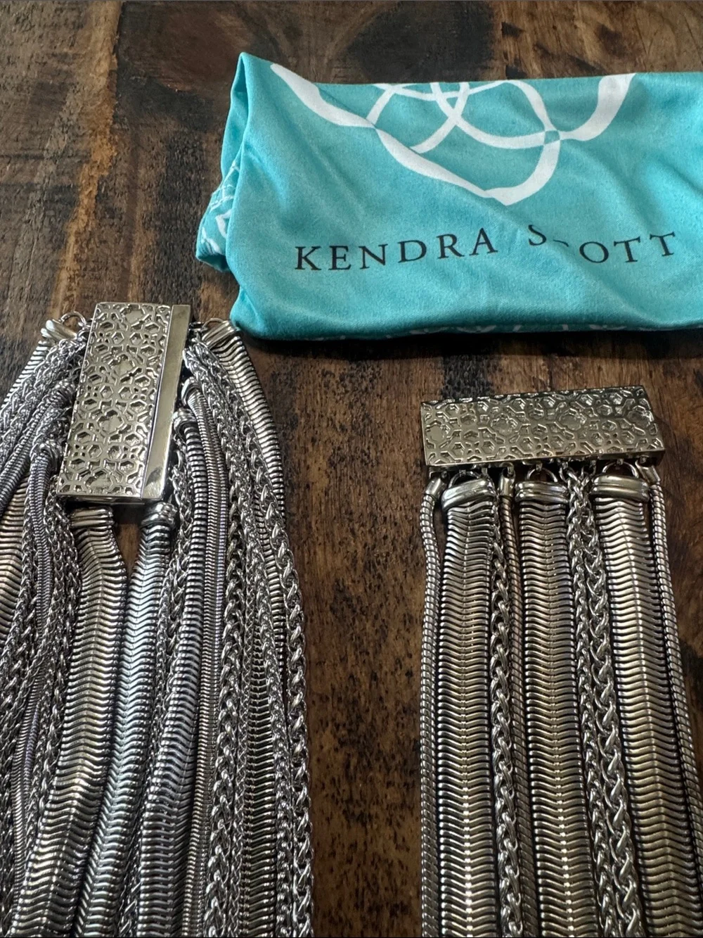 Kendra Scott Silver Multi-Row Chain Necklace and Bracelet Set
